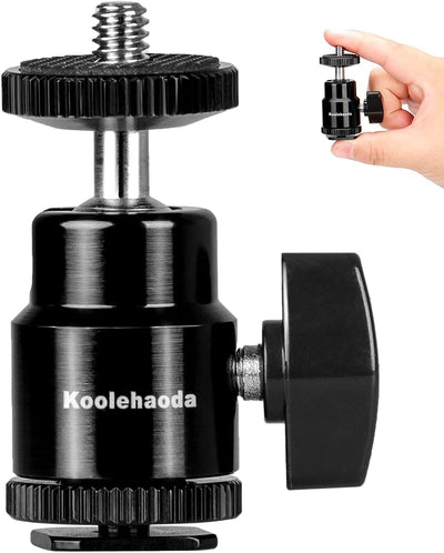 Mini Ball Head Mount with 1/4 Screw and Cold Shoe Adapter for LED Light, Monitor, DSLR Rig ,Microphone - (M Size- 1pcs Pack)